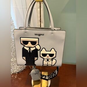 Karl Lagerfeld White Satchel with Playful Characters